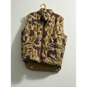 Vintage Bob Allen Vest Ducks Unlimited Mens XL Duck Camo Reversible Full Zip